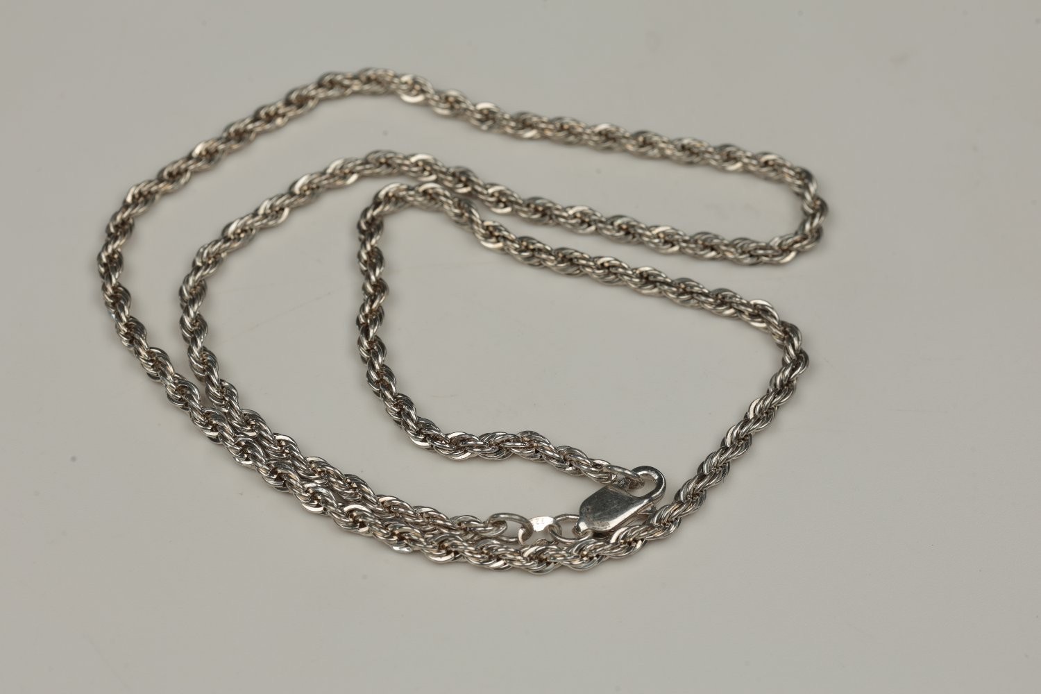 Sterling Silver Rope Chain Necklace 925 Italy 20 Inch 13.1g Twisted Link