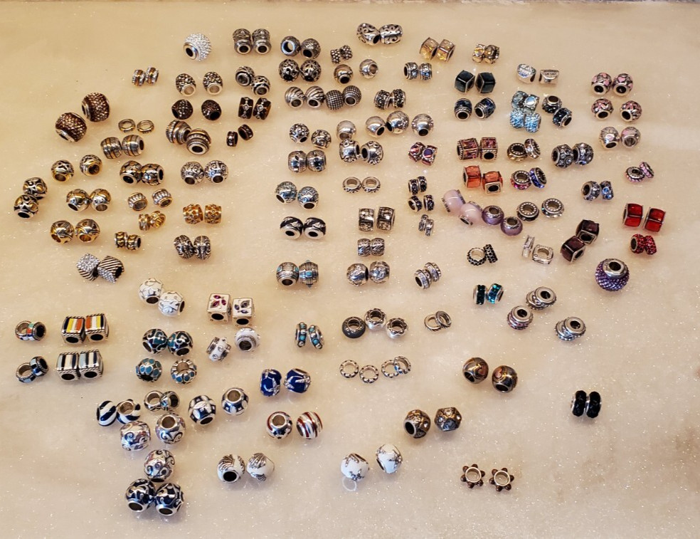 HUGE LOT Brighton Beads SOLD BY EACH Silver Tone Stoppers Heroes Metallics Rare