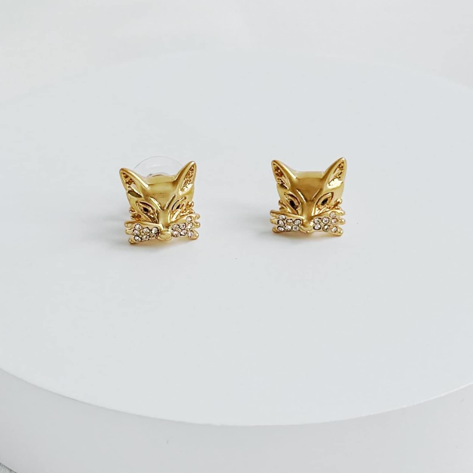 Kate Fox gold tone plated brass stud earrings Gift for her