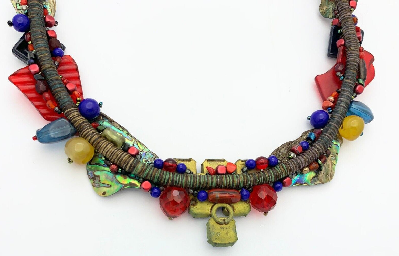 ARTISAN UNIQUE MIXED MEDIA 15 INCH COLLAR NECKLACE
