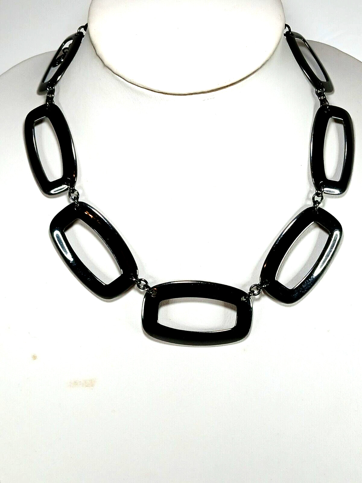 Bill Blass Necklace Open Rectangle Links Modern Geometric