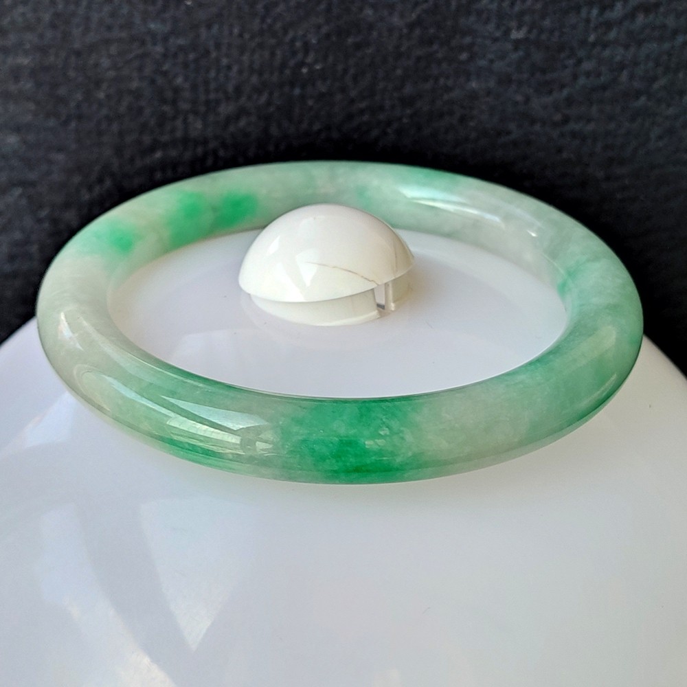 Certified Grade A Green 59mm Burma Jade jadeite Circle Bangle Bracelet 4129