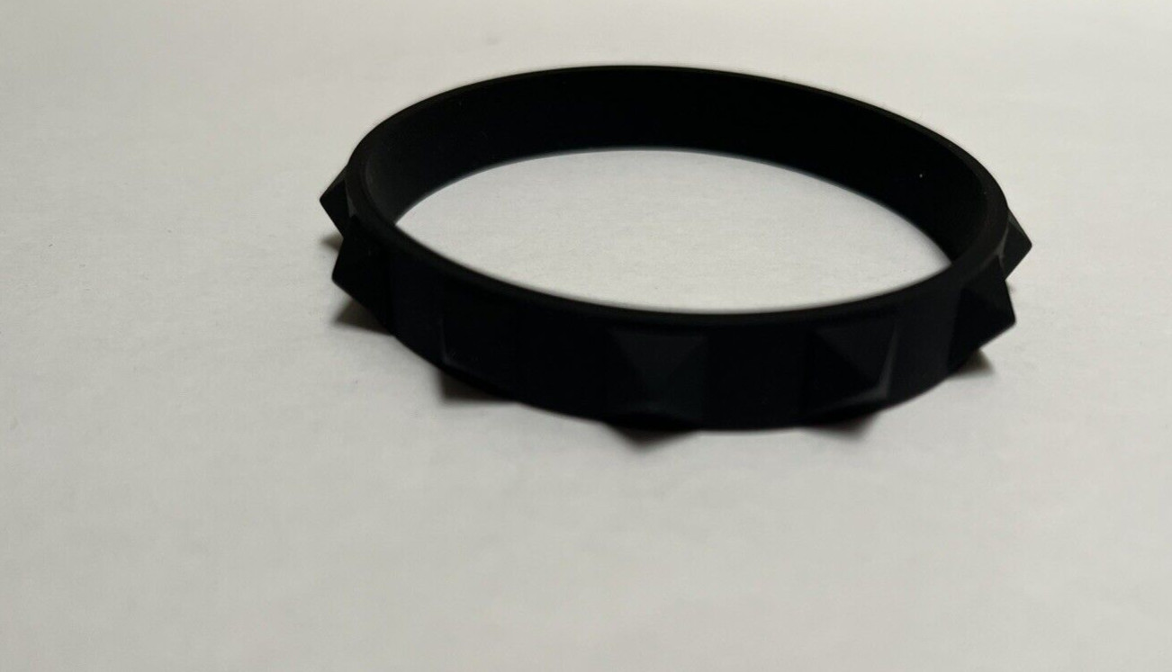 VALENTINO BEAUTY Black Pink Logo Silicone Studded Rubber Bracelet In Pouch NEW