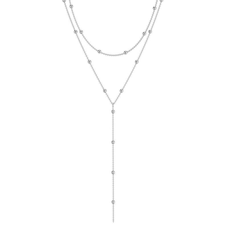 Dainty Layered Y Necklace Silver Gold Plated Lariat Bead Choker Gif