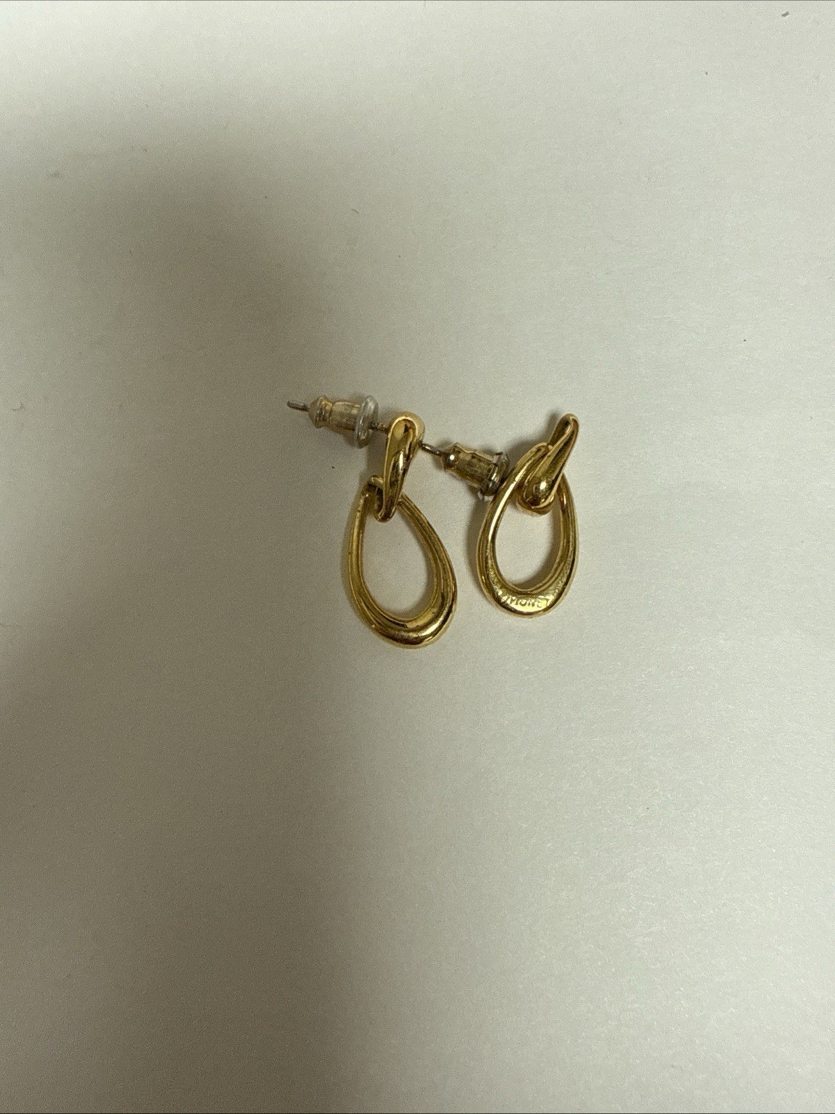 Gold Tone Oval Huggie Hoop Earrings, Metal, Post Back Closure, Pair