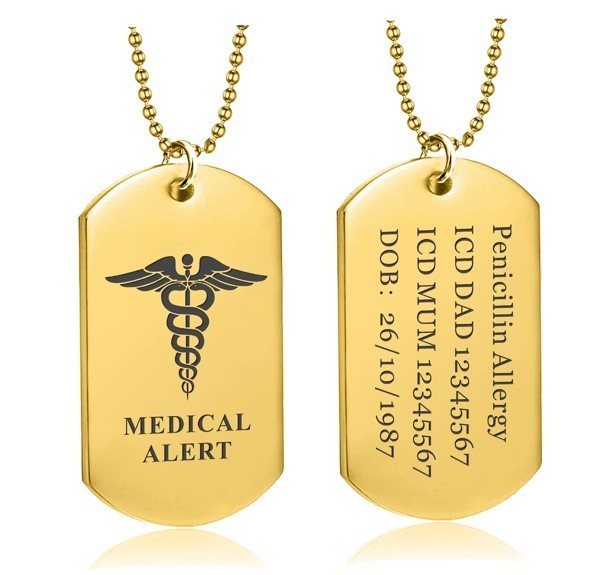 Personalised Engraved Men’s Necklace Army Dog Tag Any Text Birthday Anniversary