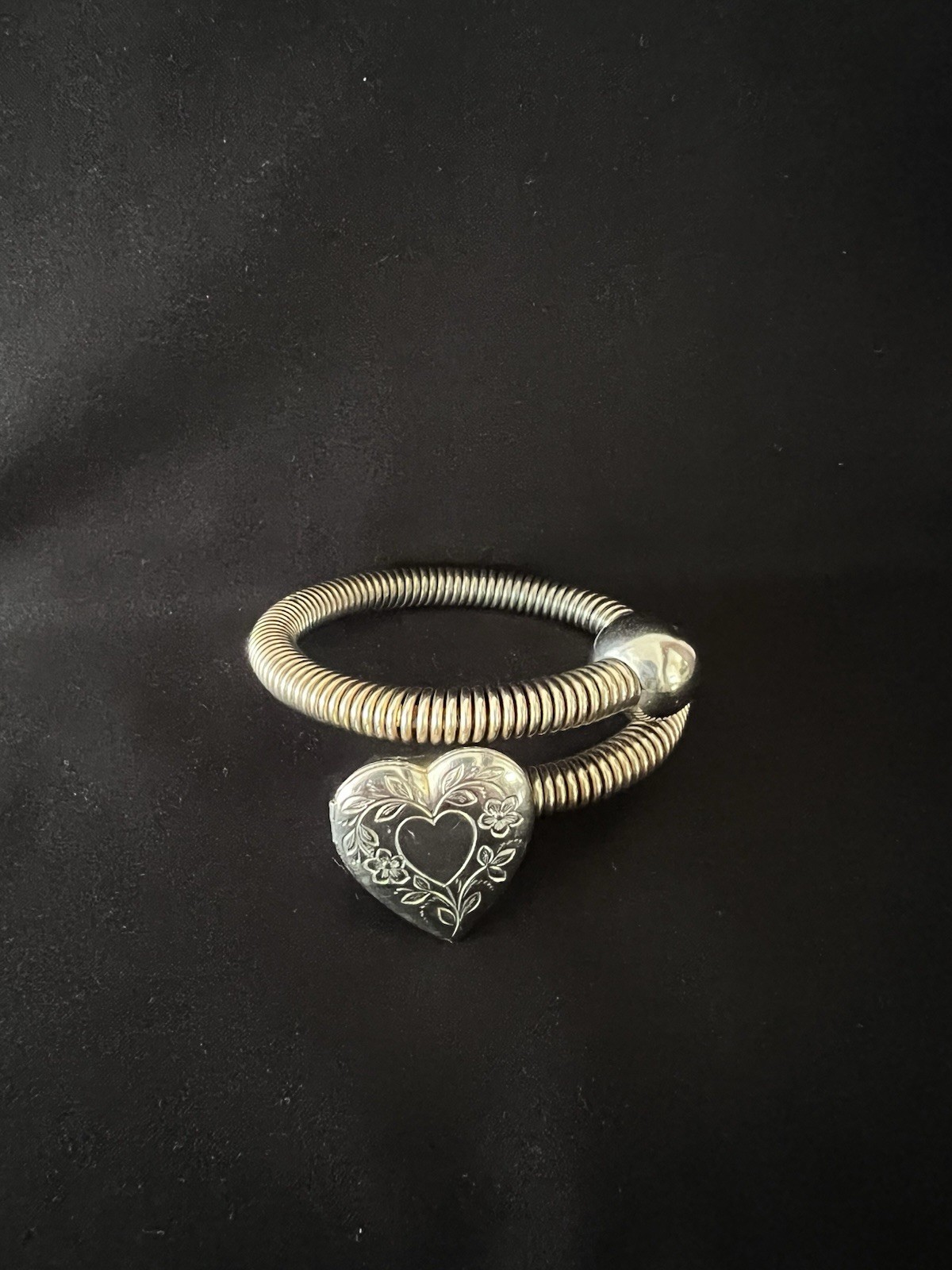 Vintage Silvertone Heart Locket Expansion Sweetheart Bracelet