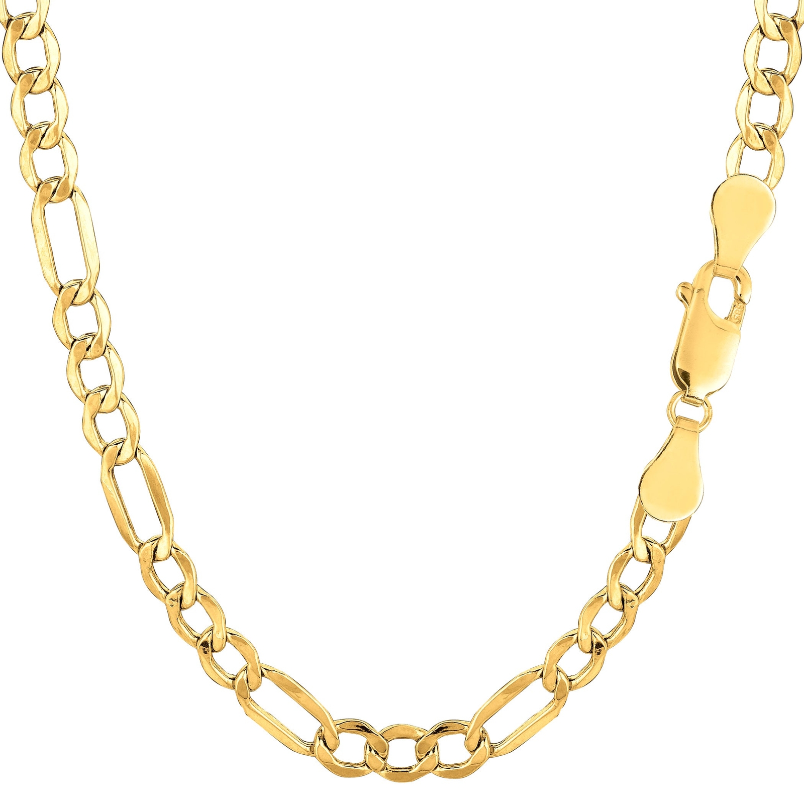 14k Yellow Real Gold Filled Solid Figaro Chain Necklace, 4.0 mm, 20″