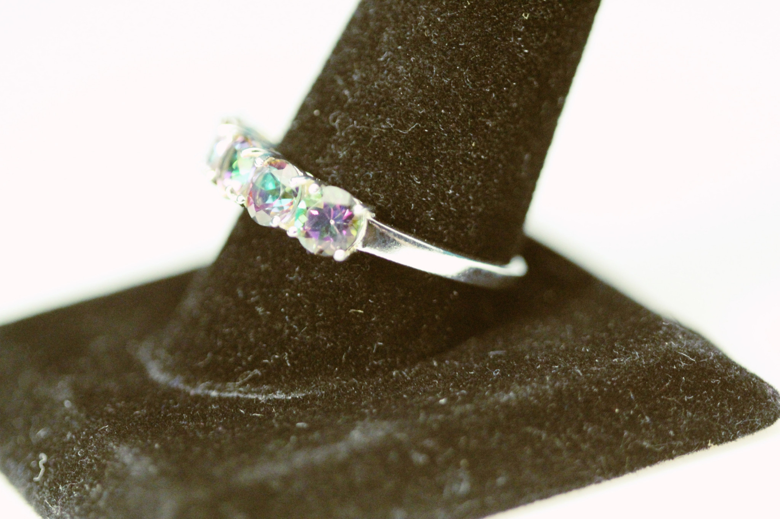 925 Sterling Silver Size 10 Mystic Topaz Five Stone Ring 2.7 Grams (RIN8552)