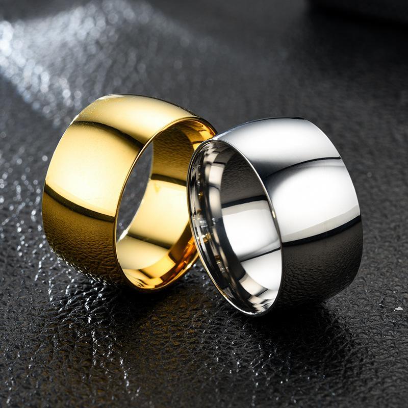 Men S Stainless Steel Dome Ring, 12mm Wide Polished Wedding Band, Comfort Fit