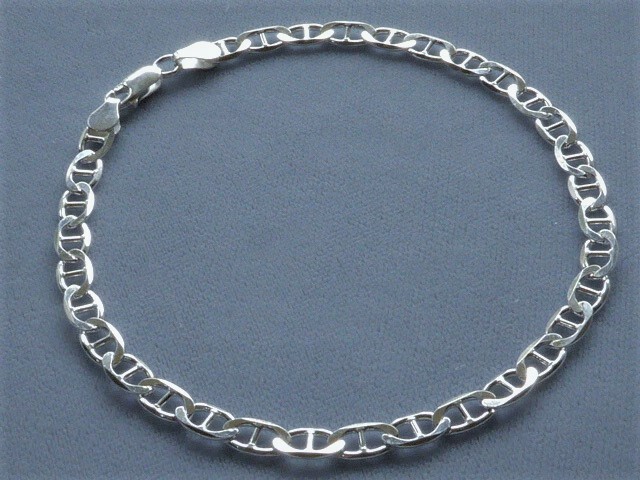 10.5″ ANKLE BRACELET 4mm ITALIAN STERLING SILVER MARINA STYLE ITALY 925