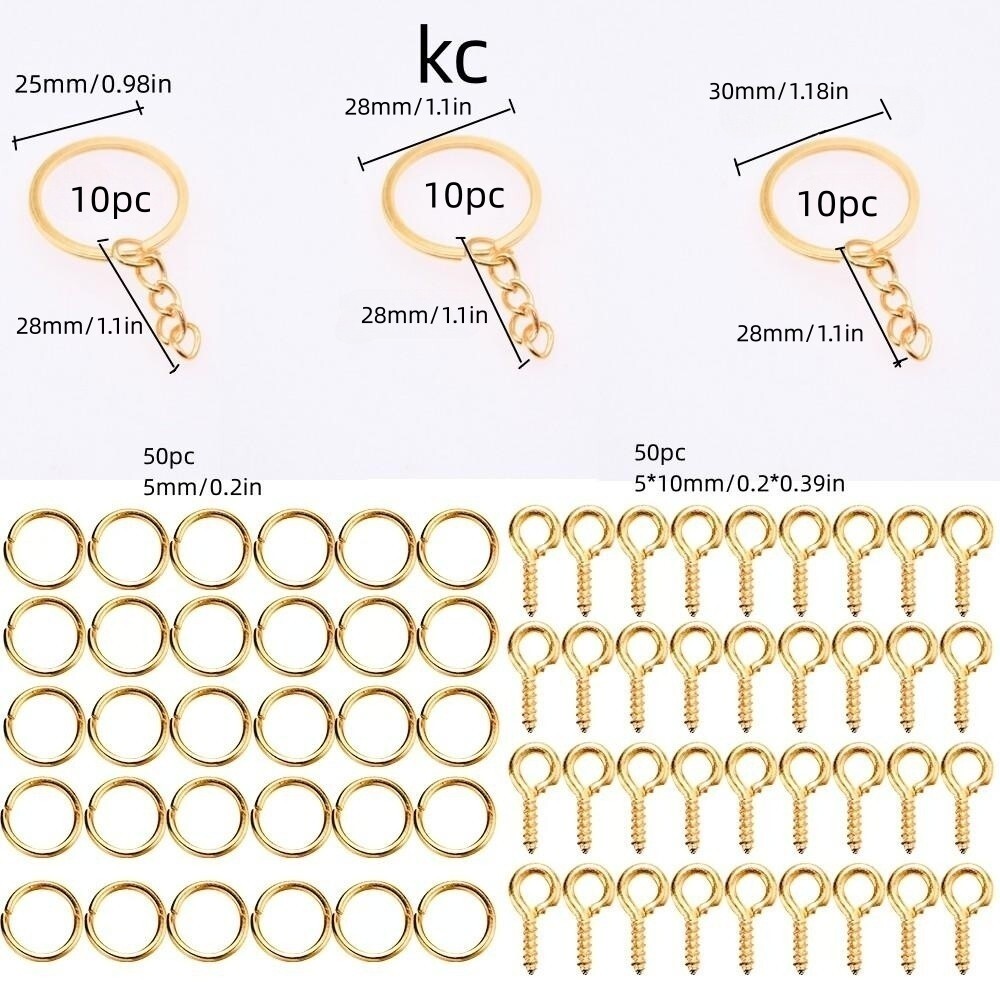 Set of Metal Key Chain Jump Hoop Spike Jewelry Making Kit DIY Extension with Box