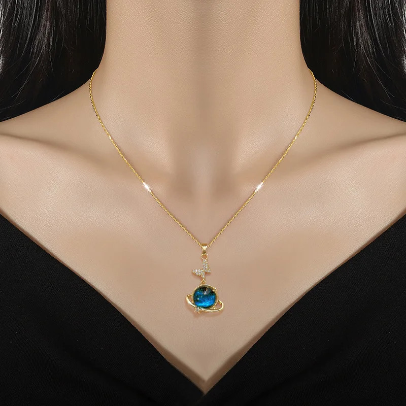 316L Stainless Steel Sun Moon Star Pendant Necklace For Women Exquisite Planet