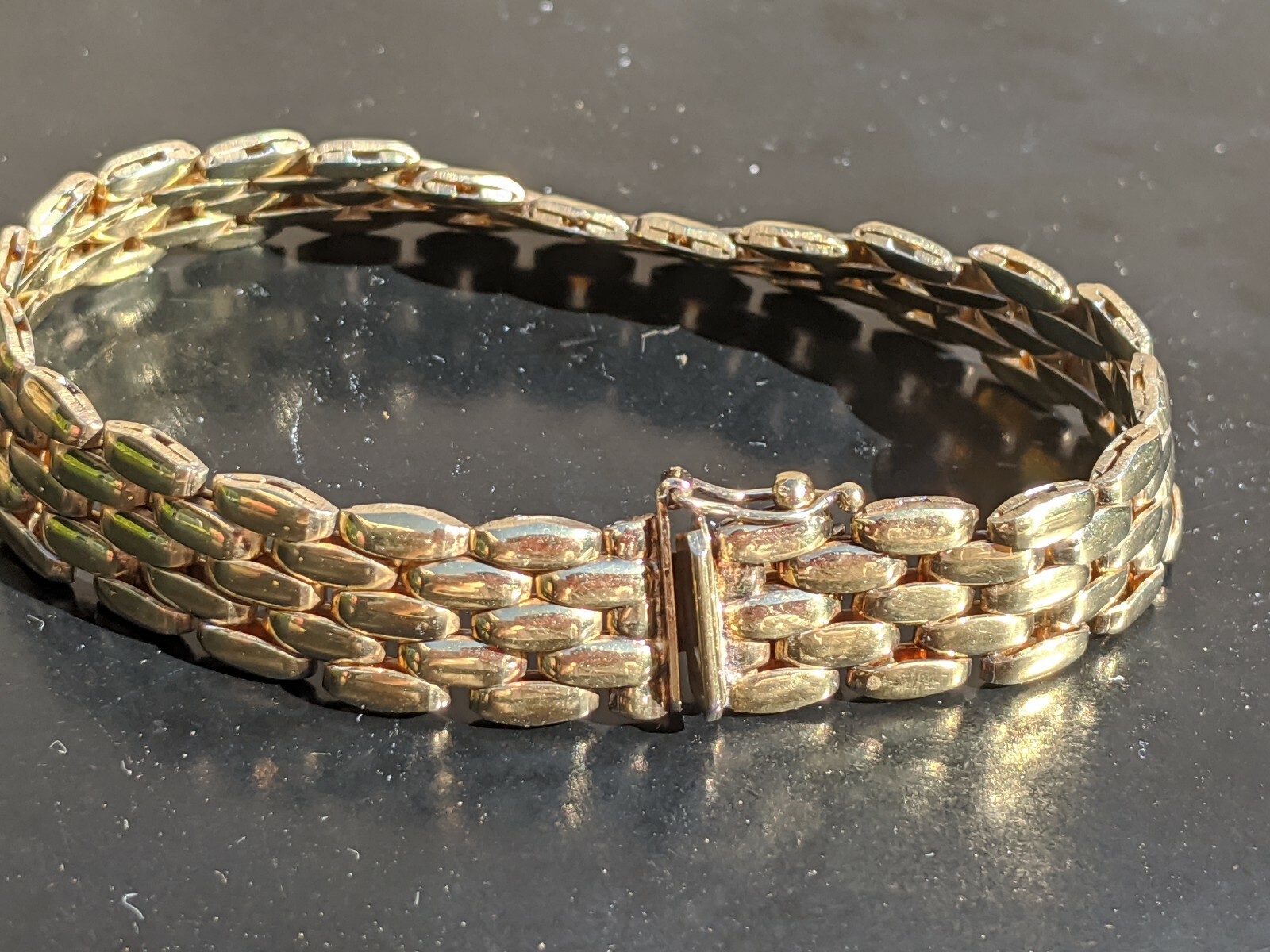 925 Sterling Silver Italian Unisex Stylish Bracelet in Gold Tone 8 ” Hallmarked