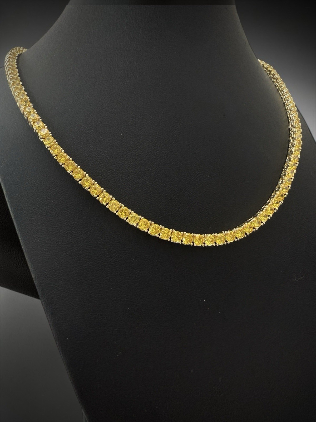 4mm Yellow Canary Gold Plated Brass Iced Out Cubic Zirconia Tennis Necklace