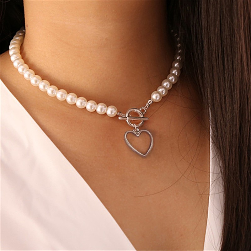 Retro Pearl Drop OT Buckle Pendant Necklace Vintage Women Fashion Jewelry Gift
