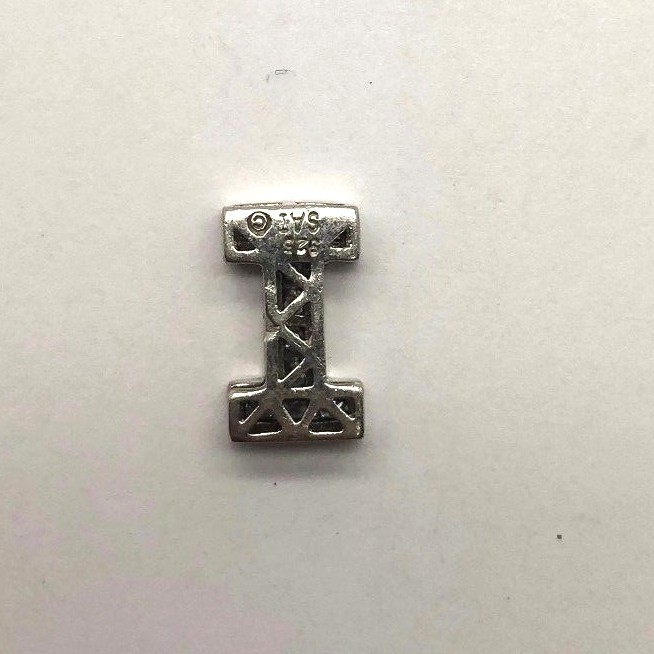 Sterling Silver 925 Petite Round CZ Letter I Initial Pave Channel Set Pendant