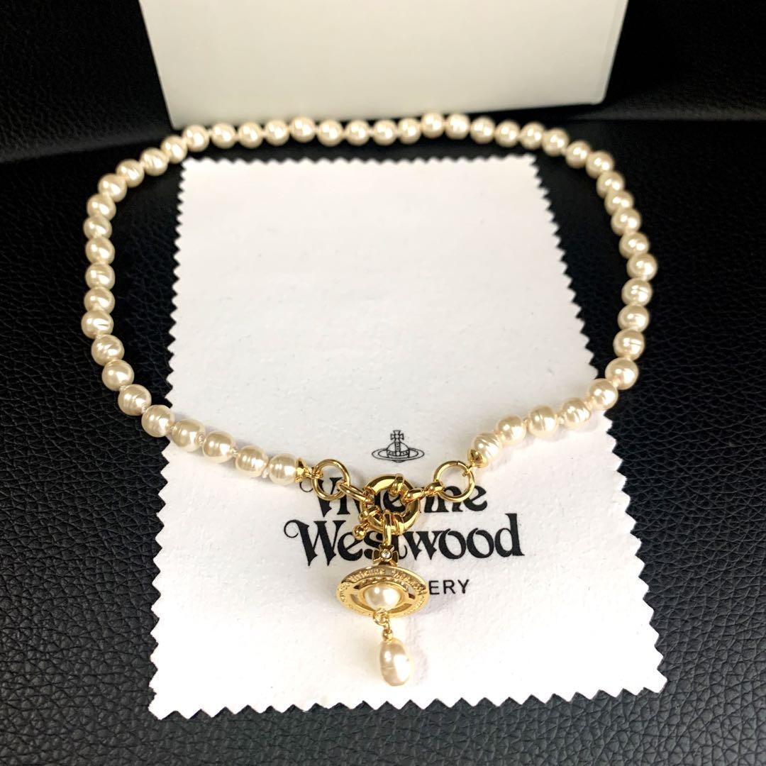 Vivienne Westwood Necklace ALEKSA Pearl Gold w/Pouch NO BOX