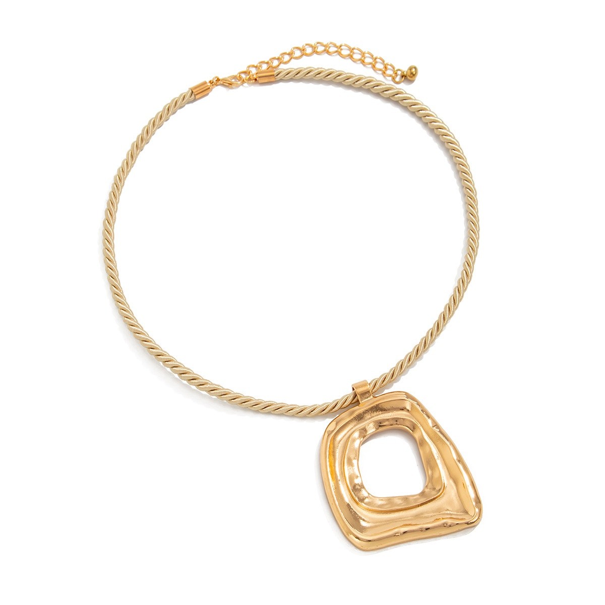 Chic Irregular Square Statement Gold Necklace – Rope Chain