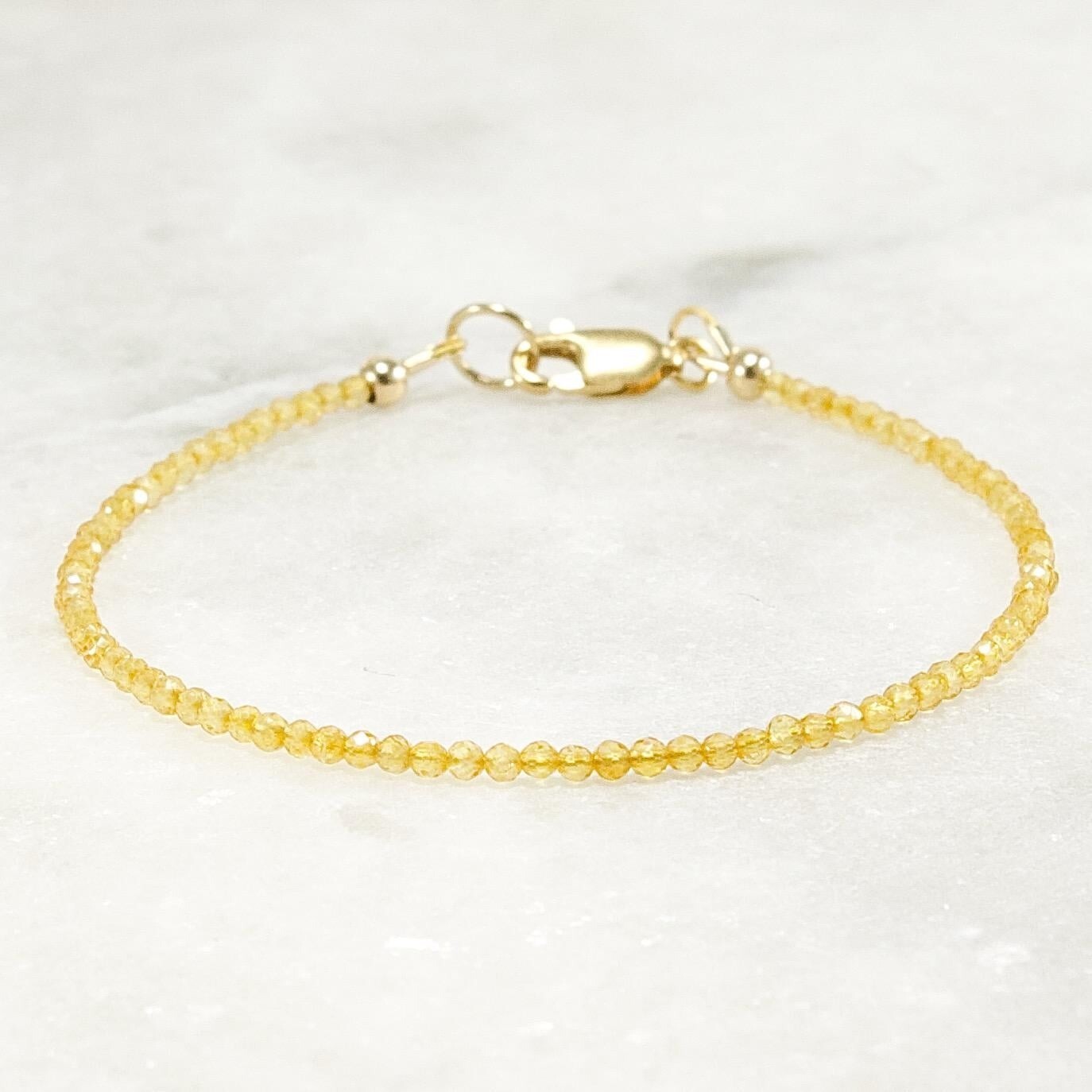 Citrine Bracelet Tiny Beads November Birthstone Birthday Gift for Her Stacking M
