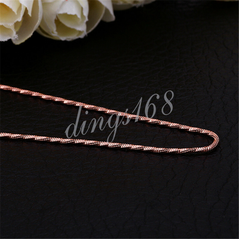 18K Rose Gold Filled Tarnish-Resist 17″ ~19.5inch 1.5mm Wide Chain Necklace H818