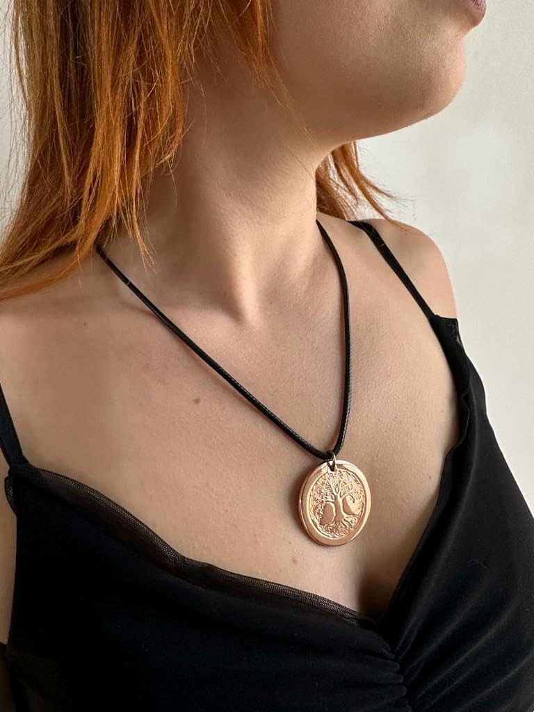 Solid Copper Tree of Life Pendant Necklace, Uncoated 2.5mm Thick, 20-Inch Cord,