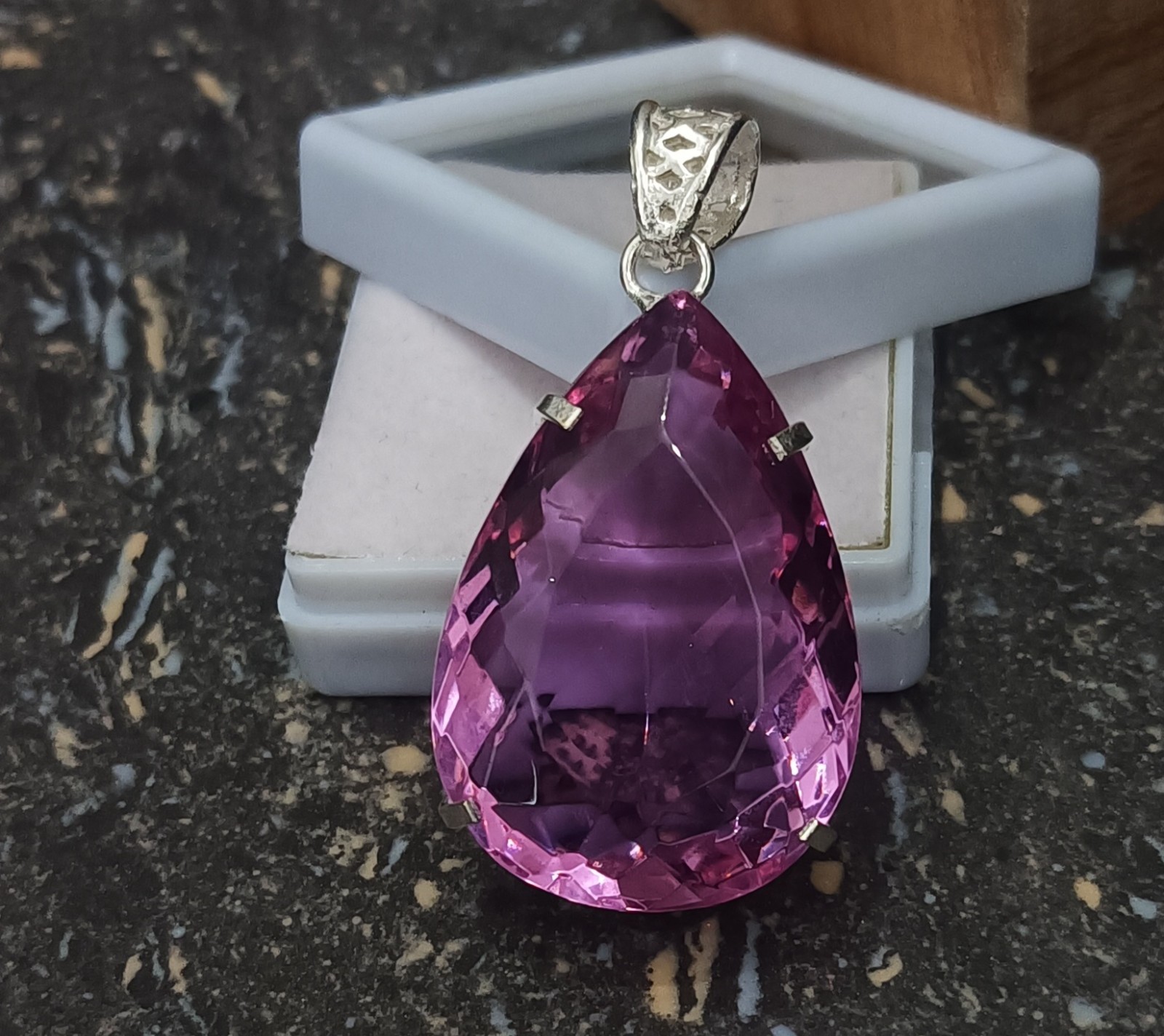 Natural Pink Topaz Teardrop Pendant – 107 Ct Collector’s Gemstone Jewelry
