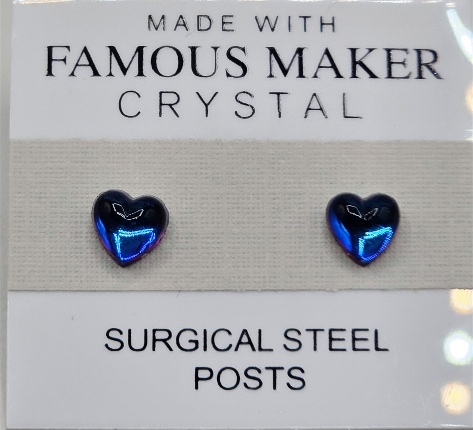 Blue Crystal Smooth Heart Stud Earrings 6mm Made with Swarovski Elements