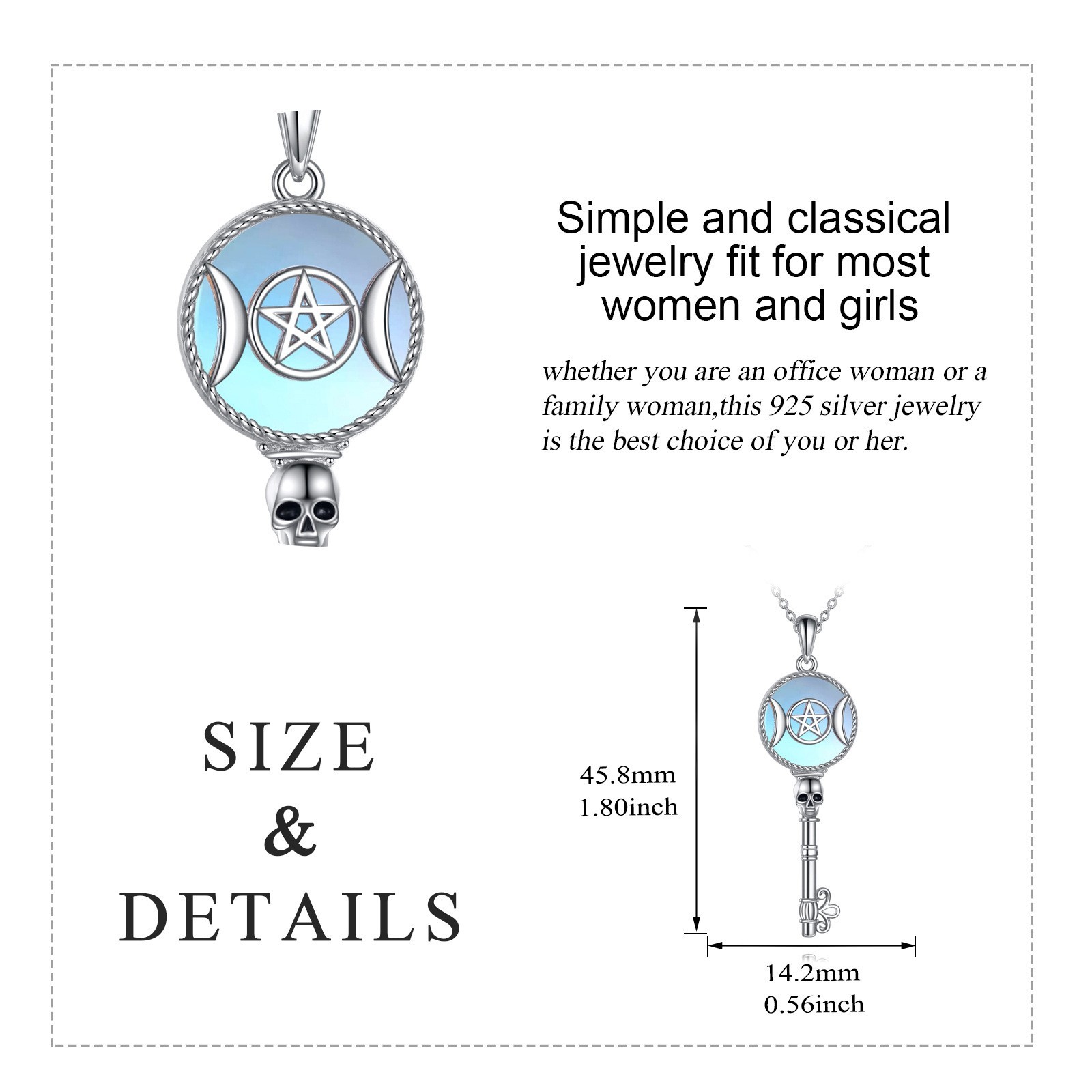 Hecate Necklace Moonstone Star of David Amulet Pendant Necklace Sterling Silver