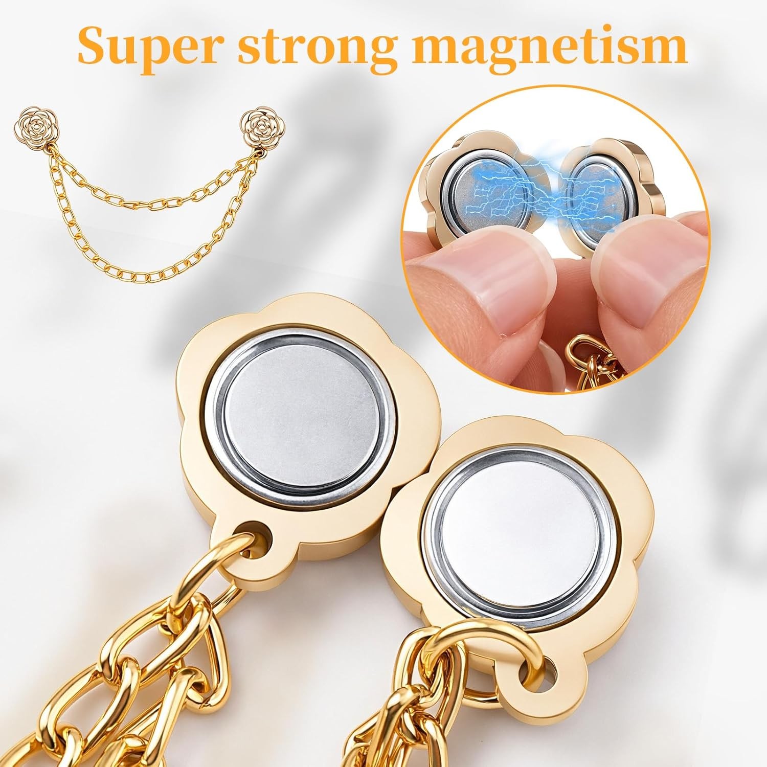 12 Pack Magnetic Clothing Clips Pinless Hijab Shirt Clip Chain No Damage Buttons