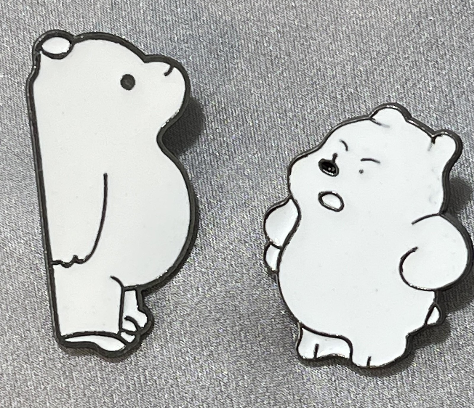 NWOT Lot of 2 White Enamel Polar Bear Lapel Pins Cartoon Cute Animal