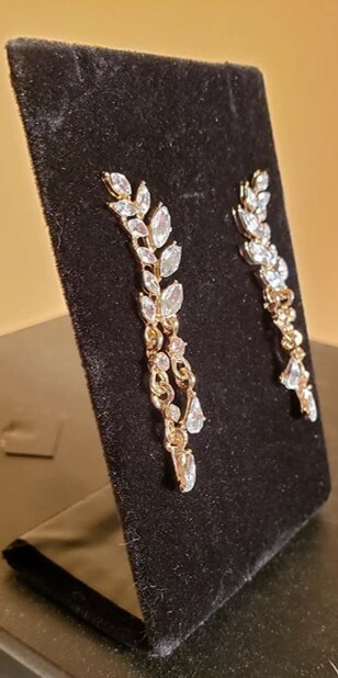 Gold & Rhinestone Dangle Earrings Approx 1.5 Inches NWOT