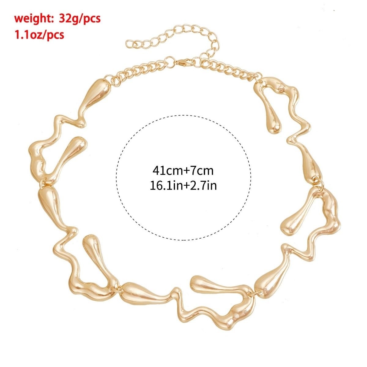 Gold Plated Abstract Drip Choker & Earring Set, Modern Statement Jewelry