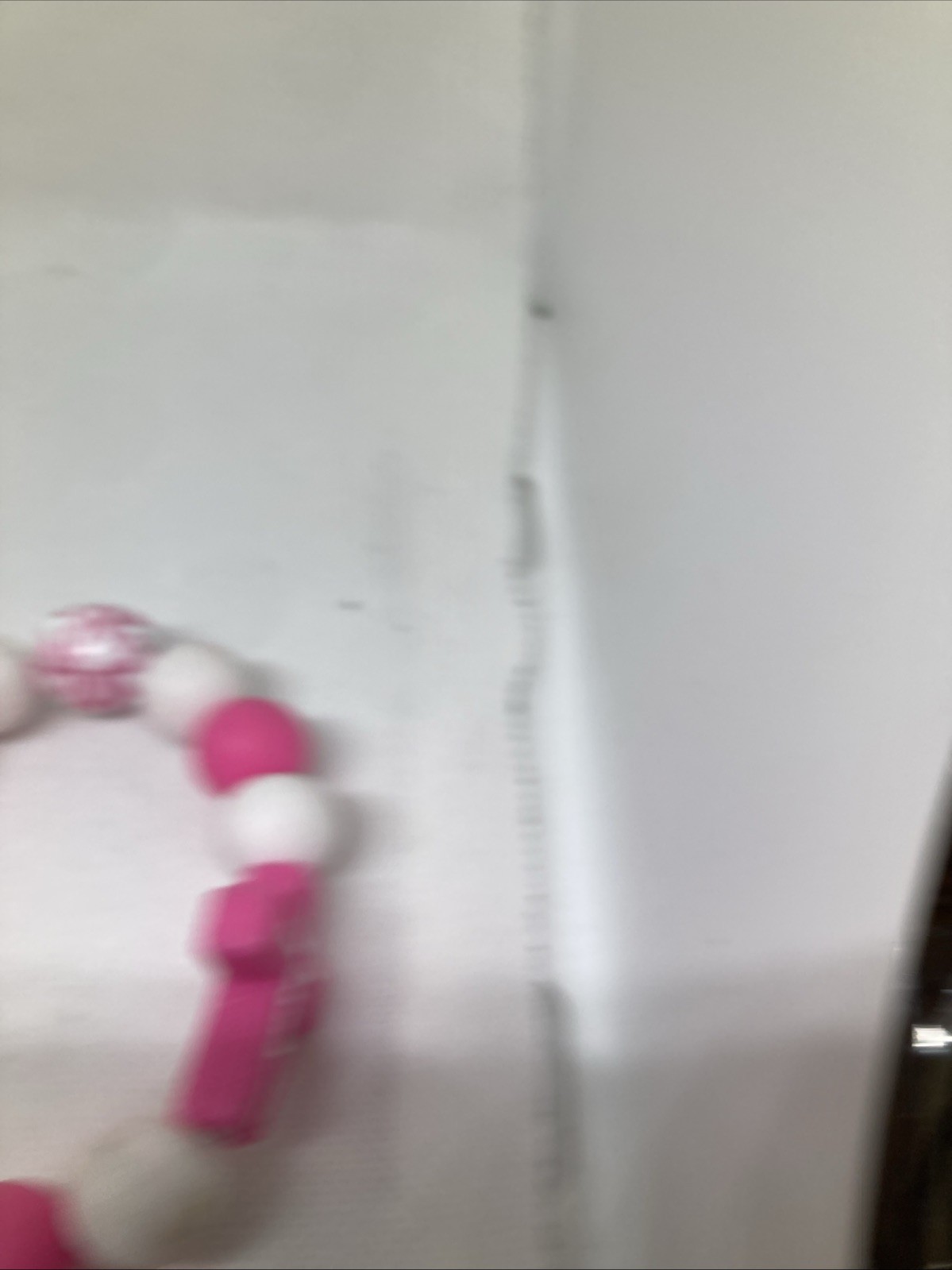 Lot Of 2 Large Beaded White Pink Baby & Adult Christian Bracelets
