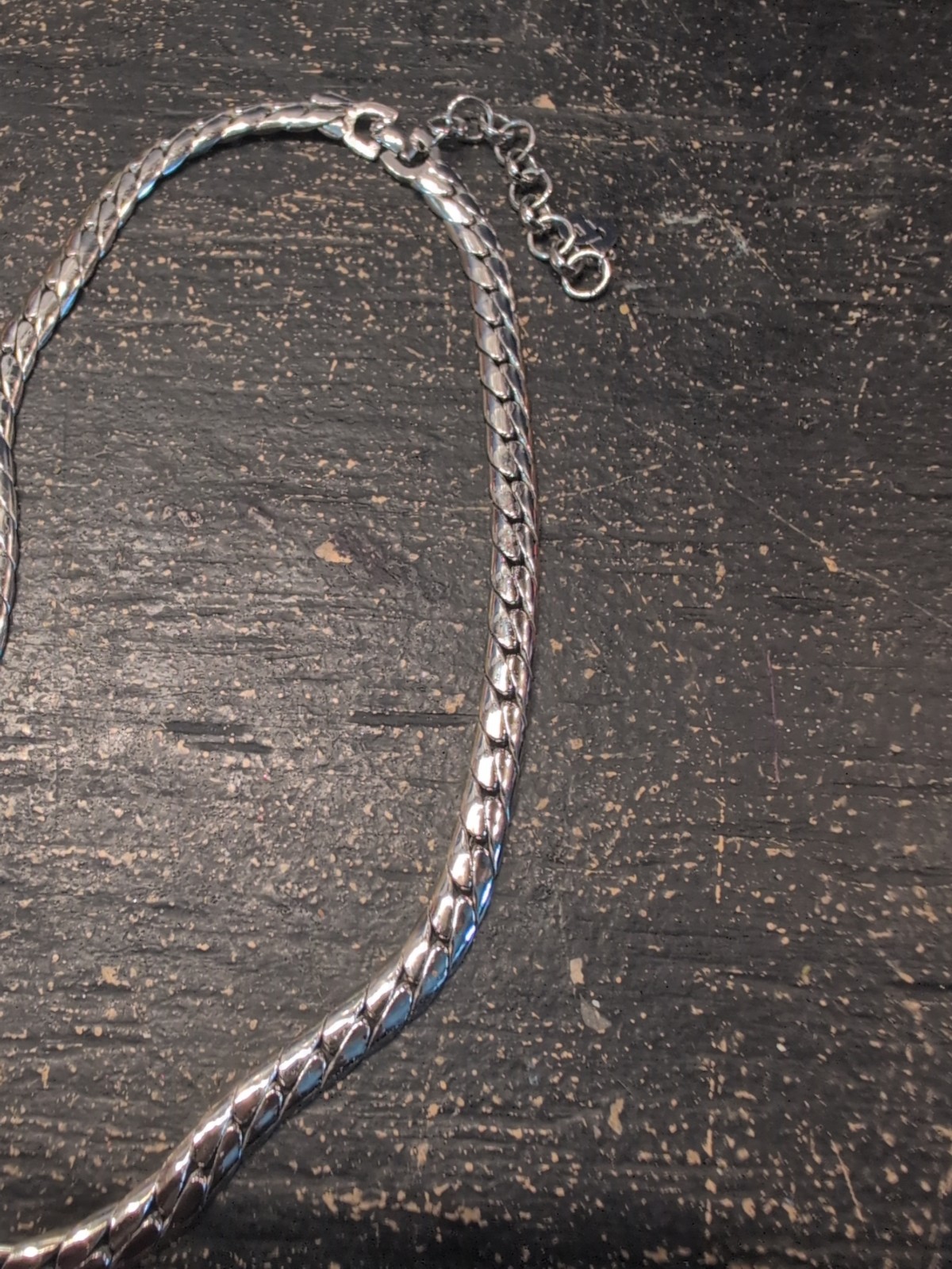 Authentic Christian Dior Silver Tone Chain Pendant Necklace CD