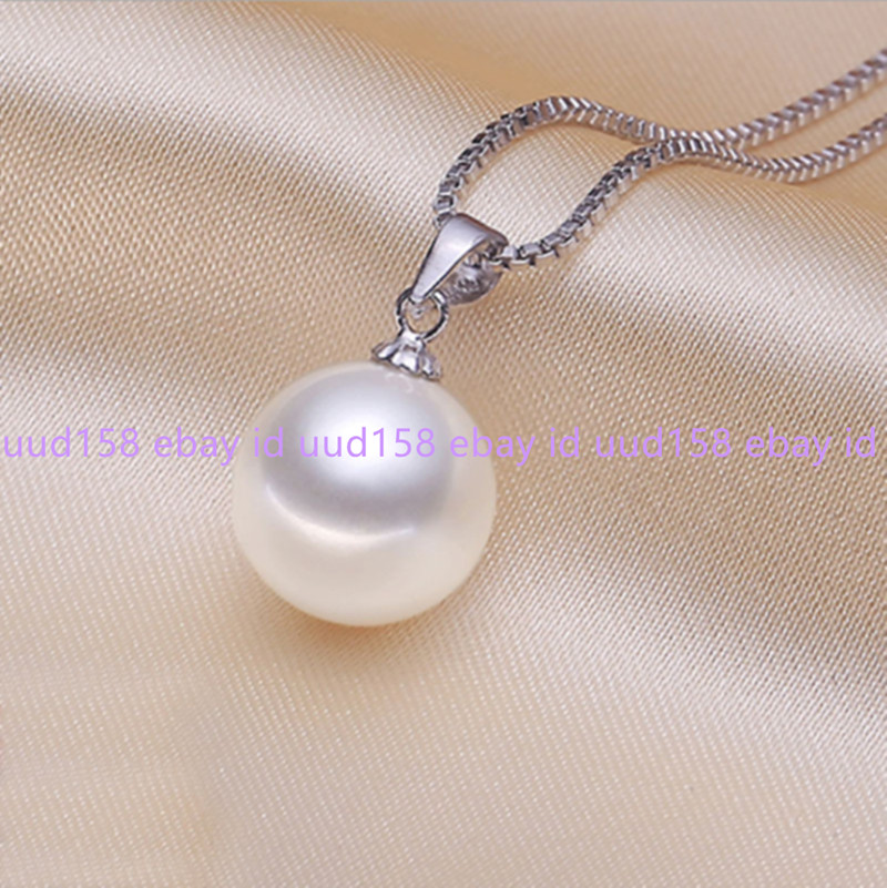 Tahitian SHELL Pearl 8/10/12/14/16mm pendant 925 Silver 18″ Necklace gift