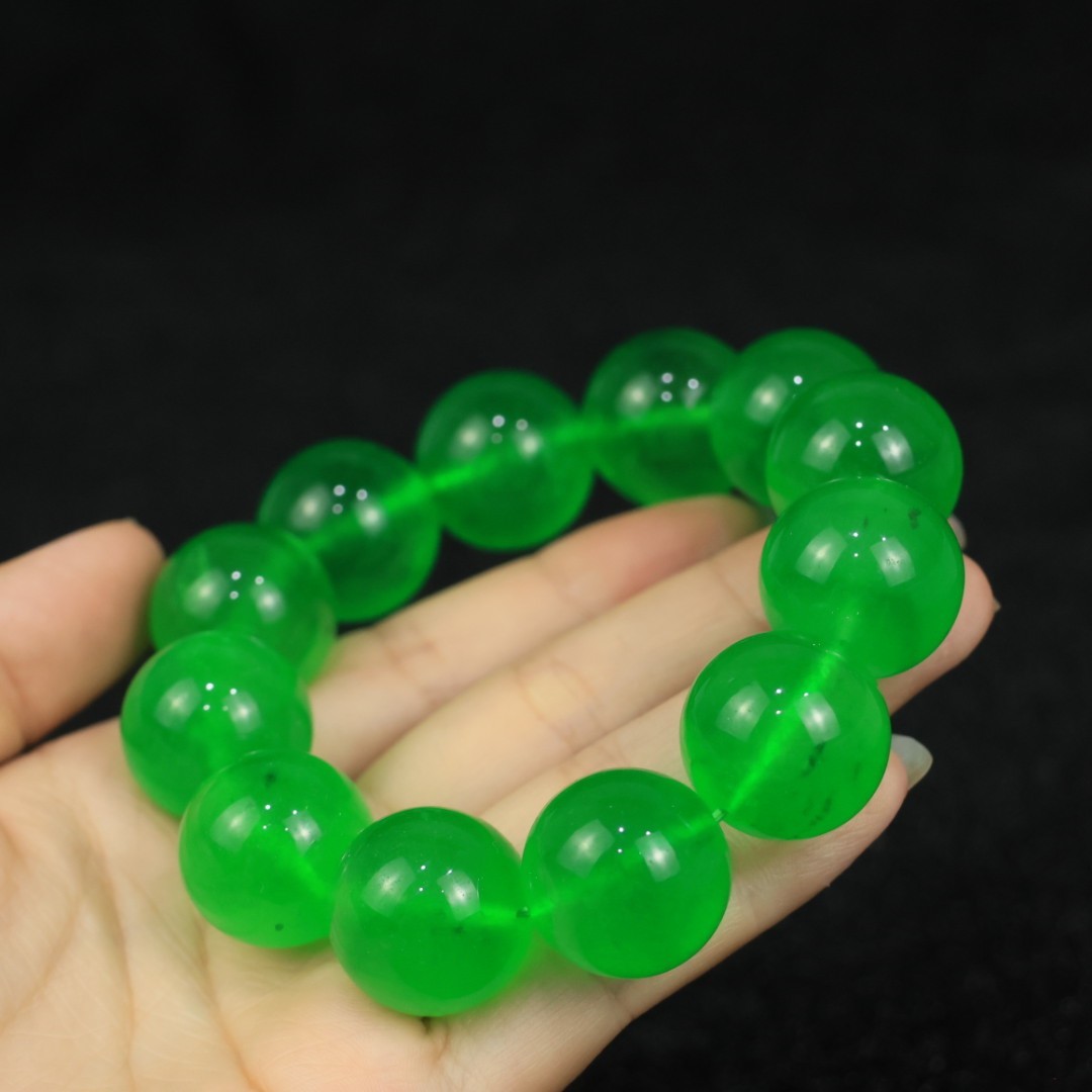 20mm Natural Perfect Green Burmese Beads Jade jadeite Bracelets Bangle