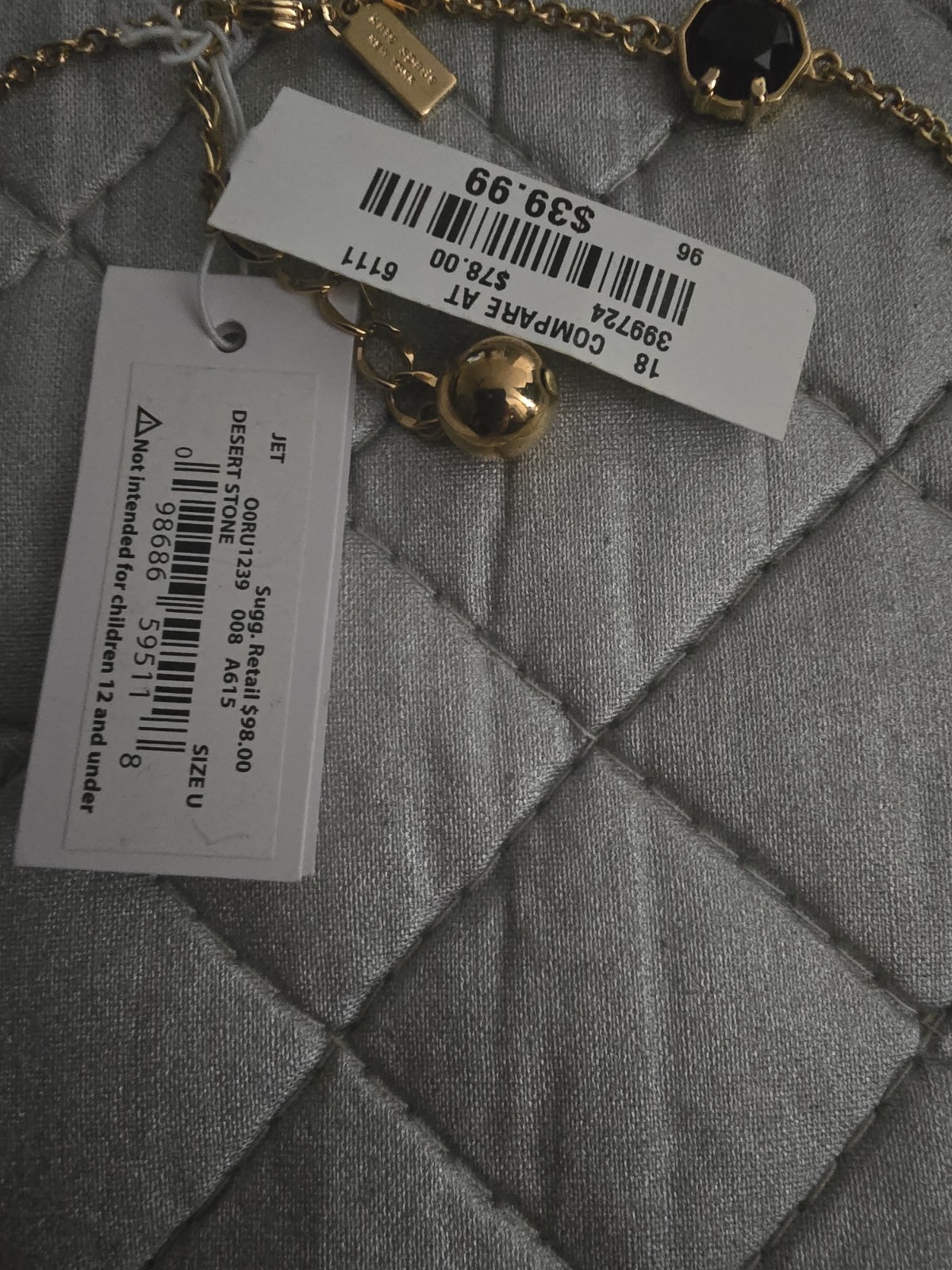 kate spade new york Gold Tone Black Crystal Station Necklace O0RU1239