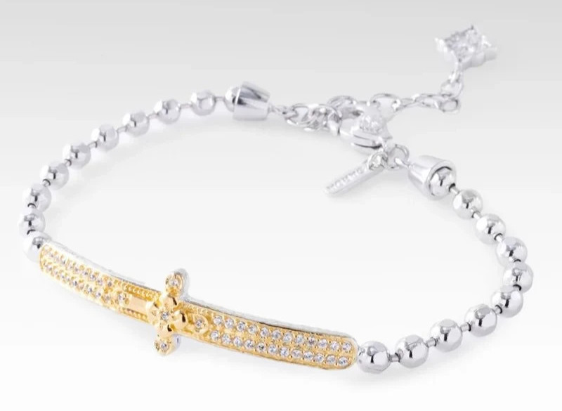 Sarda 18K Gold Message of Hope Bracelet in White Zircon #12