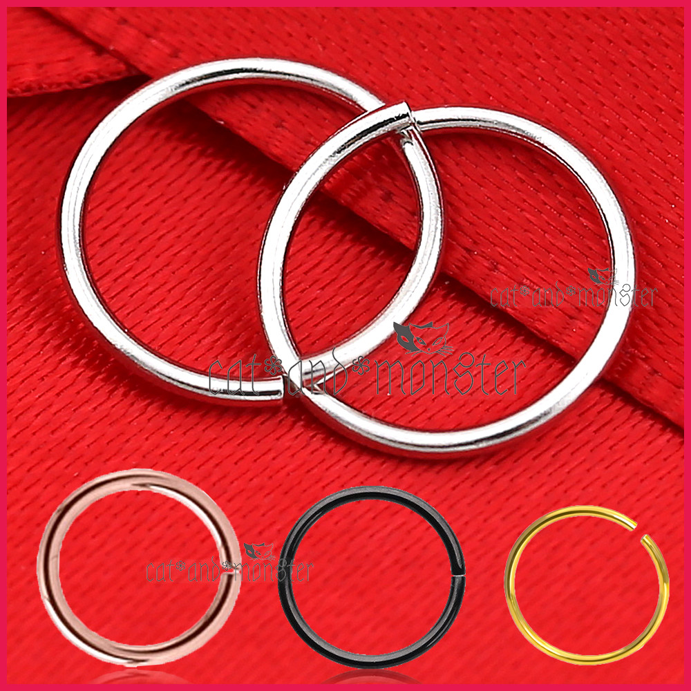 Solid Sterling Silver Nose Lip Ear Ring Sleeper Twist Bend Hoop Earring Piercing