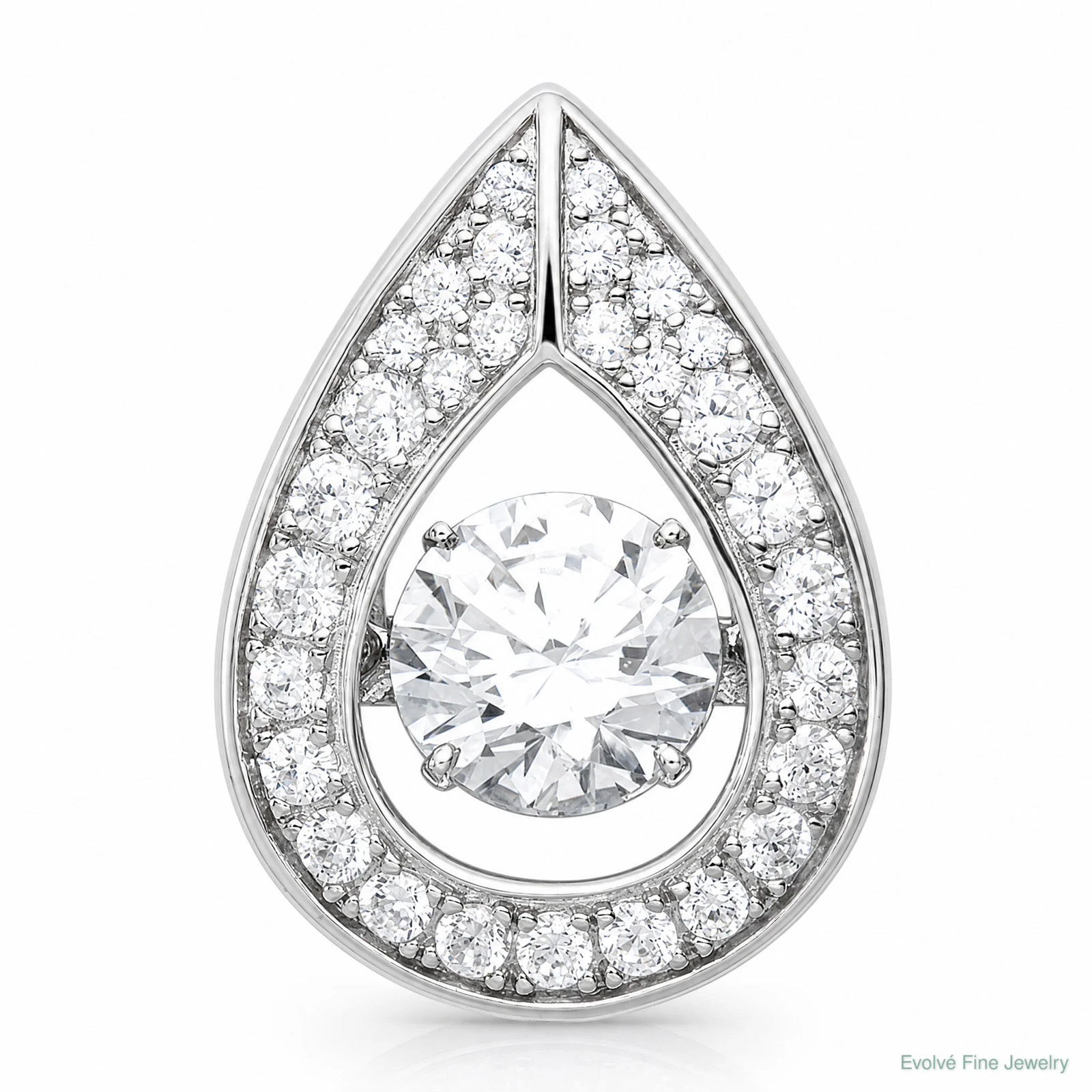 Sterling Silver Platinum-Plated Vibrant CZ Pendant