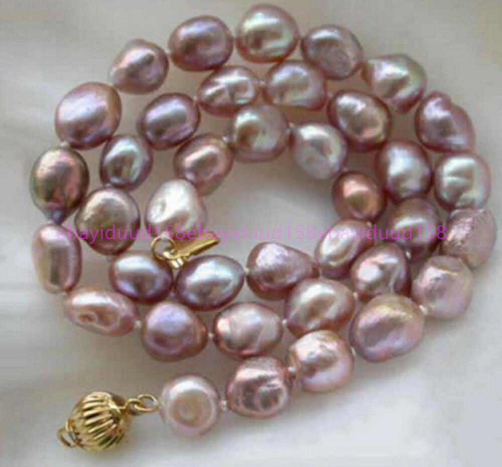 New Natural 8-9mm Baroque Freshwater Lavender Pearl Necklace18” Jewellery Gifts