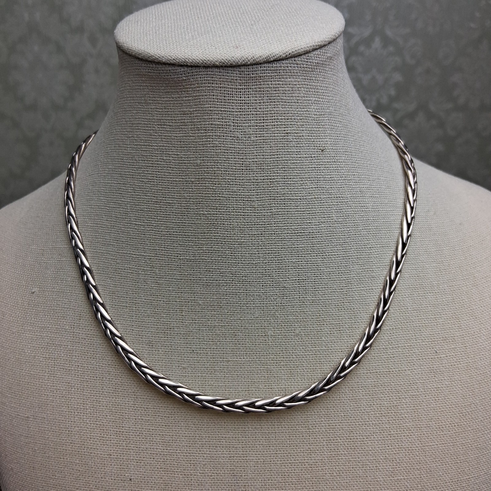 Sterling Silver925 Omega Collar Necklace Braided Open Neck Wire 30g Quiet Luxury