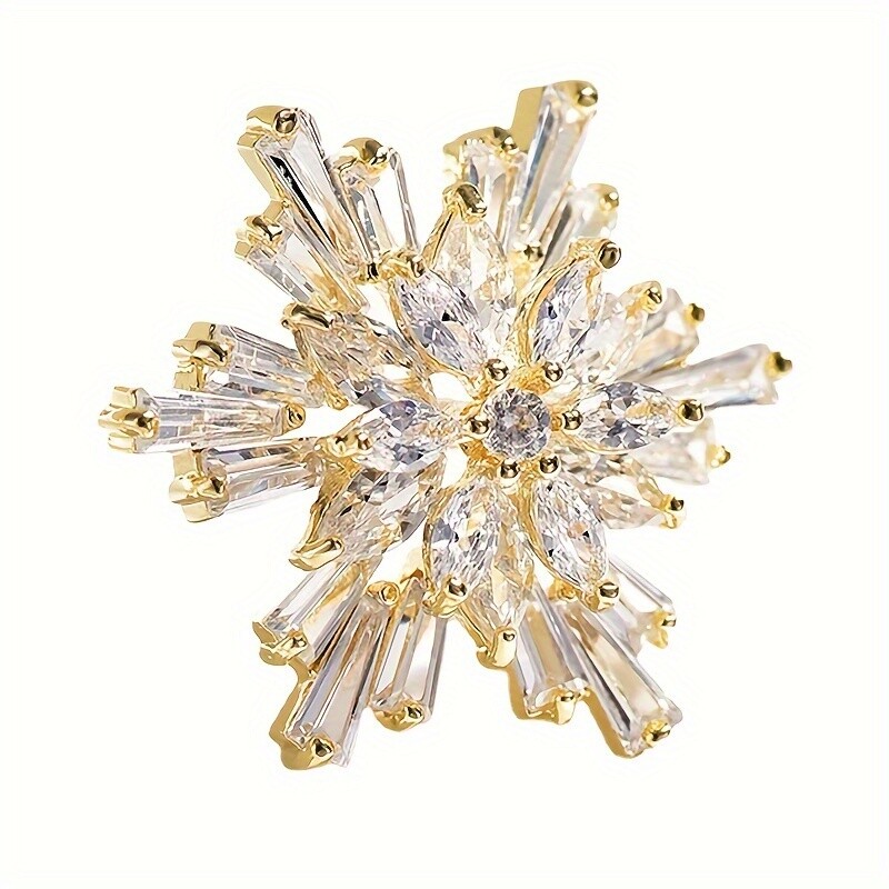 Vintage Style Snowflake Brooch with Rhinestone Party Banquet Lapel Pin Accessory