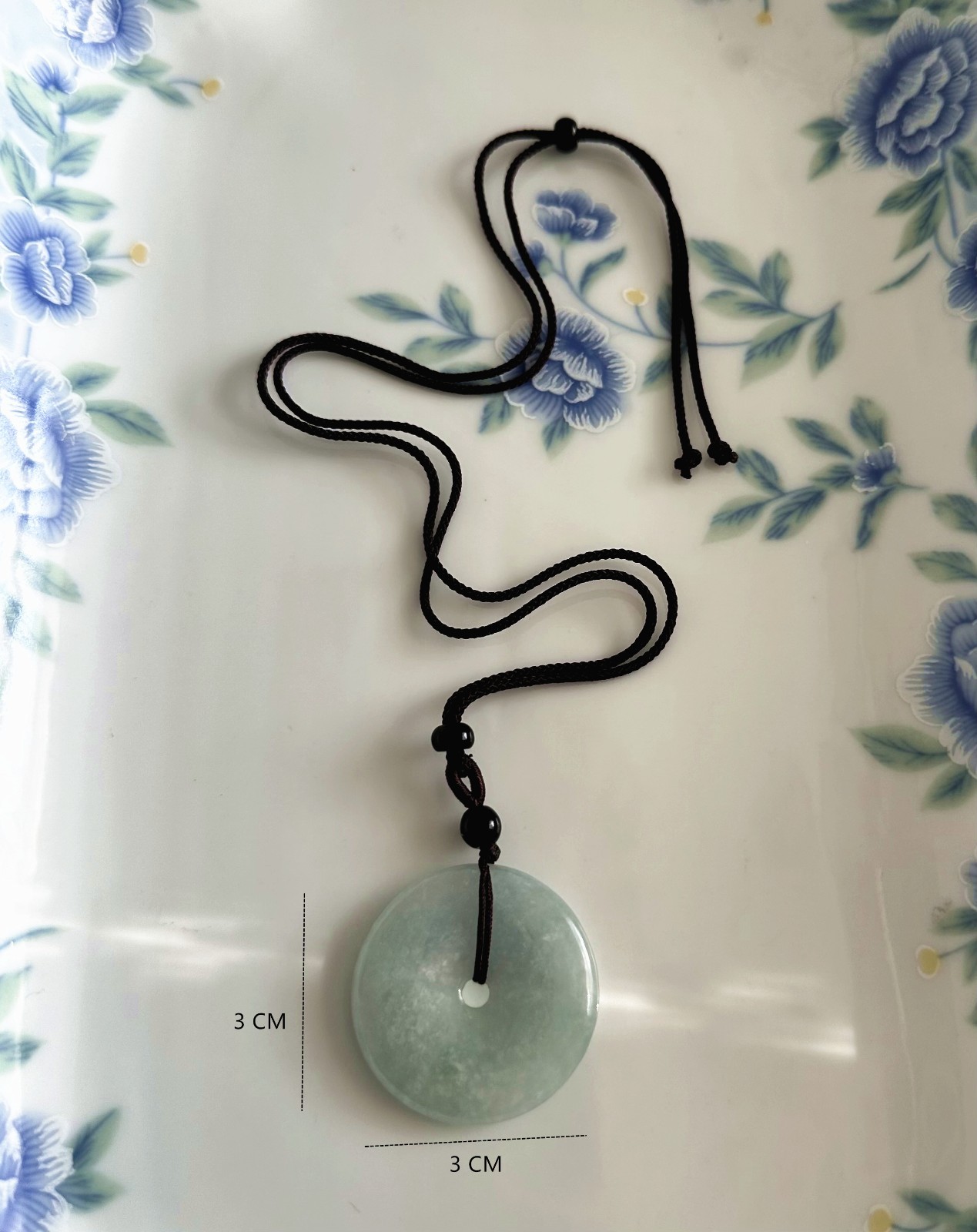 Feng Shui Natural Jasper Safety Button Peace Donut Lucky Pendant Necklace Amulet