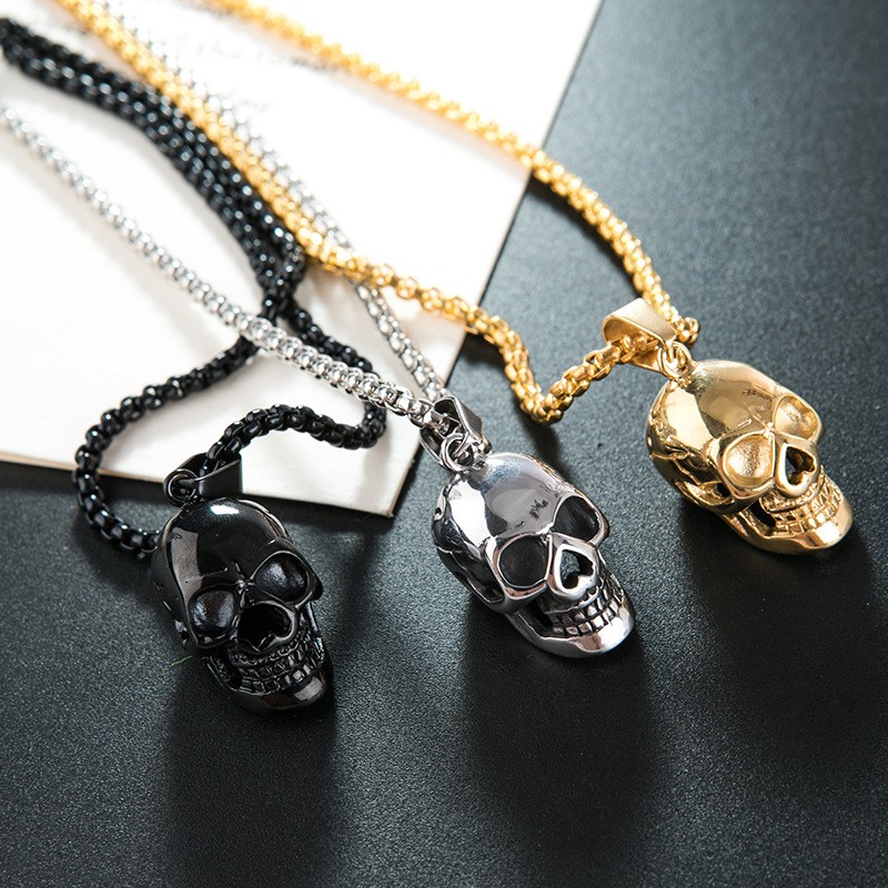 Skeleton Skull Pendant Necklaces Earrings Set Ghost Head for Couple Hip Hop Jewe