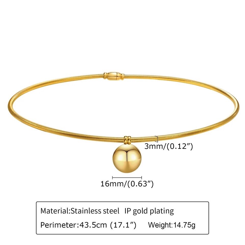 ZARD Ball Charm Choker Collar Necklace in 14K Gold Plating