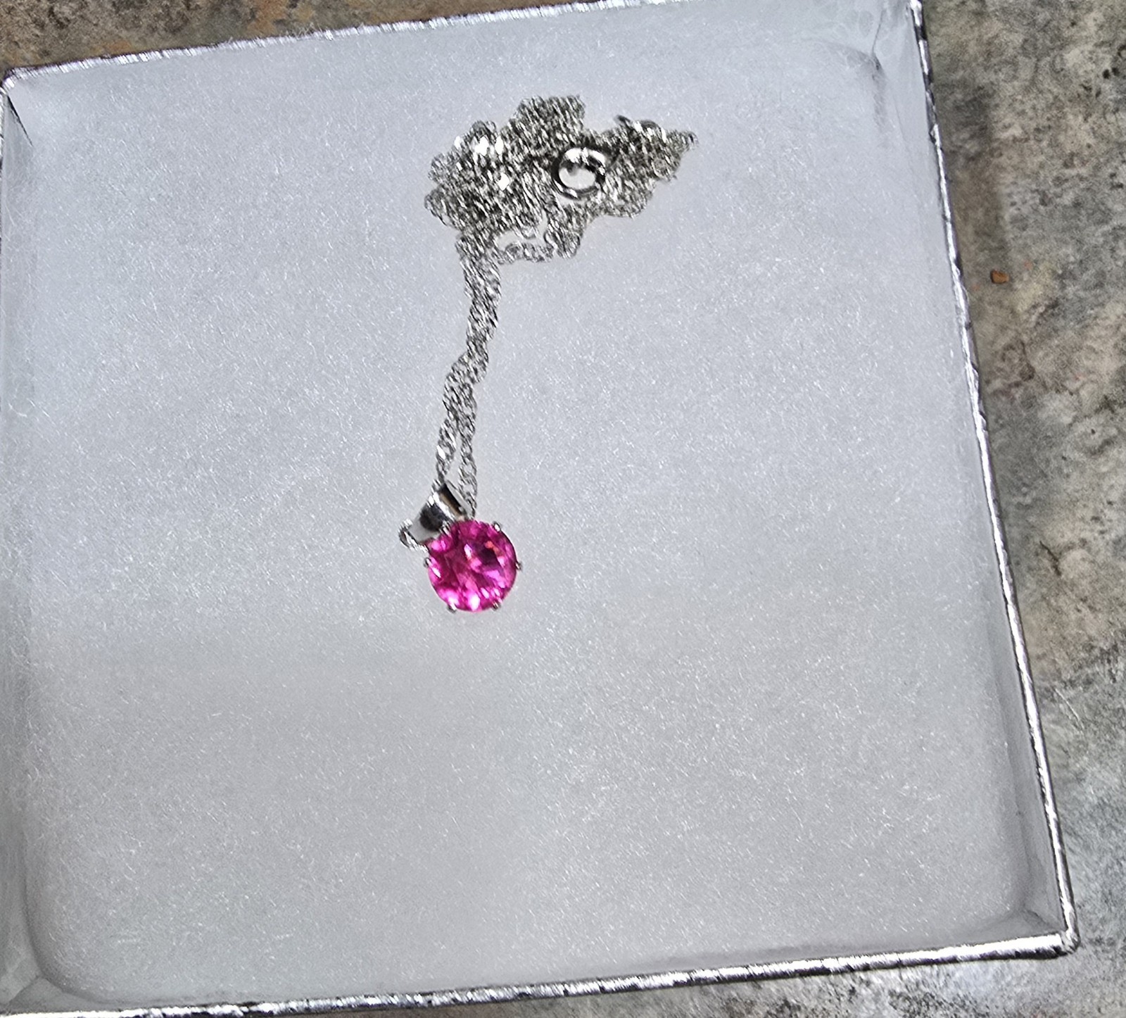 Hot Pink Crystal & Silver Tone Necklace & Earring Set With Gift Box