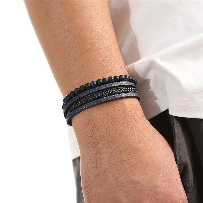 Pulsera Para Hombre Vintage De Cuero Brazalete Regalos Para Hombre Punk Style
