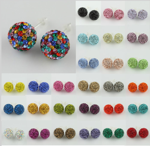 Sparkle Charming Czech Crystal Disco Ball Silver Stud Earrings 6mm 8mm 10mm